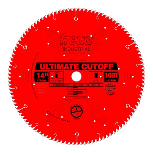 Freud 14" x 108T Ultimate Cut-Off Blade (LU85R014), Multi, One Size - style: 14-Inch 108 Tooth ATB Ultimate Cut-Off Saw Blade with 1-Inch Arbor and PermaShield Coating