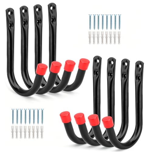 Garage Storage J Utility Hook, 8 Pack Heavy Duty Wall Mounted Hanging Hooks Organize Garden Tools, Gym Bags, Stroller, Toy,Power Tool - size: 3.5inch