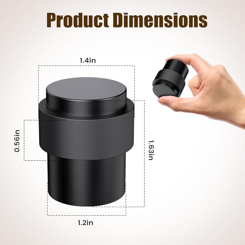 1 Pack Black Door Stoppers for Floor Mounting， Door Stopper Heavy Duty，304 Stainless Steel Cylindrical Made with Rubber Bumper，Floor Mount Door Holder Keep Door Open - color: Black, size: 1 Piece