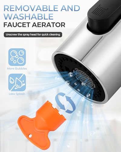 Pull Down Faucet Sprayer Head Replacement, Chrome 3 Function Pull Out Spray Head Nozzle with 9 Adapters for Kitchen Sink Faucet, American Standard for Moen Kohler Delta G1/2 Male Connector - color: Chrome