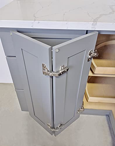 Lazy Susan Cabinet Hinges 2 Pack, 135° Corner Cabinet Door Hinges for Folding Doors, Stainless Steel Kitchen Cabinet Hardware (Non Soft Close) - size: 135 degrees