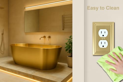 OKAWYC Single Duplex Outlet Light Switch Cover Adler Metal Wall Plate, 4-Pack Brushed Brass 1 Gang, for Receptacle Light Switch, Switch Cover Decorative Wallplate, Durable - size: 1 Duplex