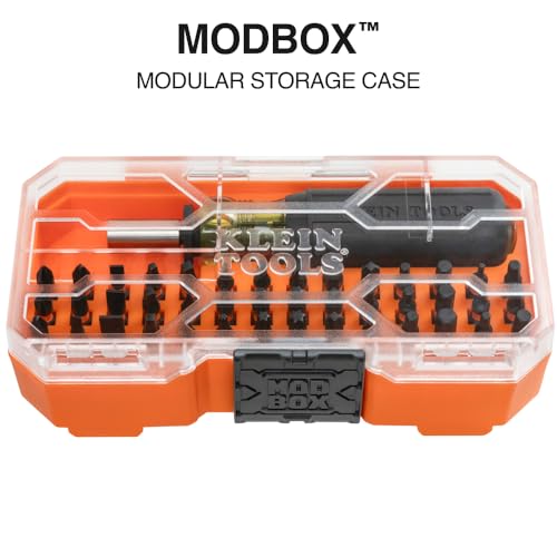 Klein Tools 33803 ProFlex 42-Bit Impact Driver Bit Set with Modular Case, S2 Steel, Magnetic, Adjustable Screwdriver - size: 42 Bit Set