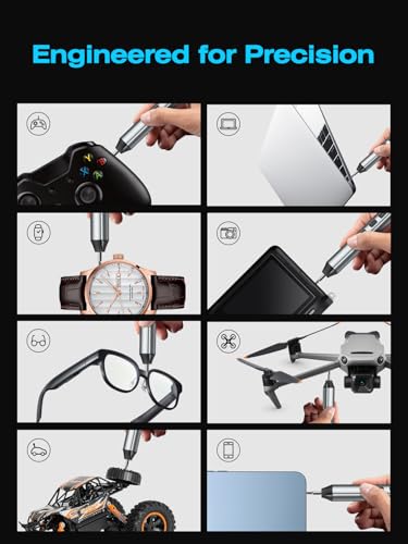 162-in-1 Mini Electric Screwdriver Set, NEZZBE Precision Cordless Power Screwdriver with 150 Magnetic Bits, 4 Torque Settings, Up to 5N.m Manual, LED Light & Portable Repair Kit for Laptop, Watch, PS5