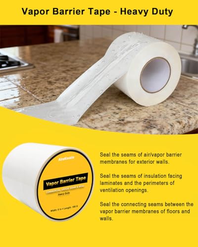 Vapor Barrier Tape 6 Inch – White Seam Tape for Crawl Space Insulation Tape - size: 6inx180Ft-1 Roll