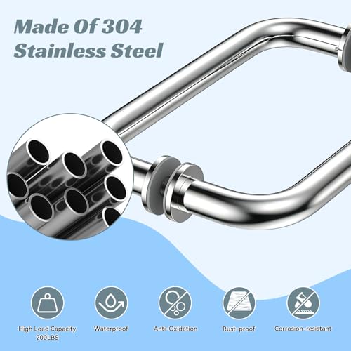 304 Stainless Steel Shower Door Hardware Kit - color: Chrome