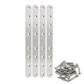 4 Pack Flat Mending Plate for Wood,ULIFESTAR Stainless Steel Straight Brackets 300mm / 12" Length 8 Screw Hole Flat Repair Fixing Wood Brace Joining Plates Connector with Fixing Screws - size: ['300x25x4mm']