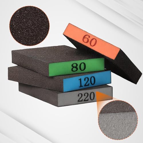 INBOF 12 Pack Sanding Block, 60/80/120/220 Grit Sanding Sponge, Washable and Reusable Sandpaper Block, Sandpaper for Wood and Drywall, Sand Paper for Wood Furniture and Wall Repair