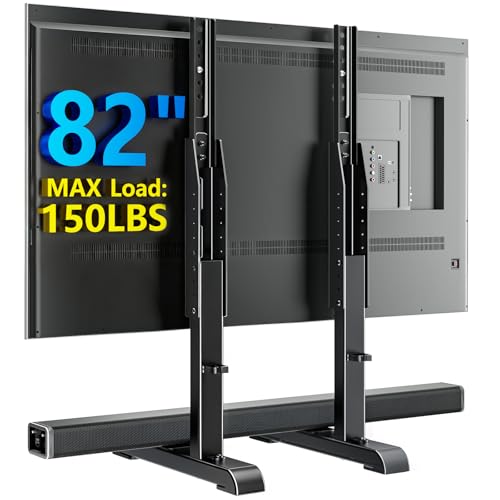 AX WABER Universal TV Stand, Table Top TV Stand Base Wobble Replacement for Most 24 to 80 Inch LCD LED TVs, 7 Height Adjustable TV Legs Hold up to 150lbs, Max VESA 800x500mm, Black AX10TB02