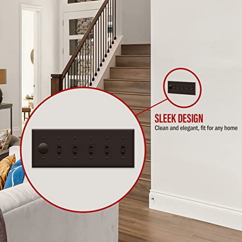 ENERLITES Six Gang Light Switch Wall Plate, Toggle Switch Plate, 6-Gang Standard Size 4.50" x 11.81", Unbreakable Polycarbonate Thermoplastic, 8816-BR, Brown - color: Brown, size: Standard Size