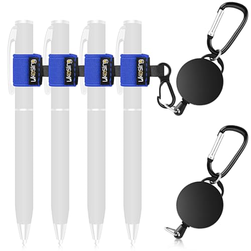 Likesing Retractable Pen Holder, 27.5" Reel Elastic Pen Leash(Blue) - color: Blue-2 CircularCilp