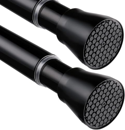 2 Pack Black Shower Curtain Rod 45 to 77 Inch - color: Black 2 Pack, size: 45-77"