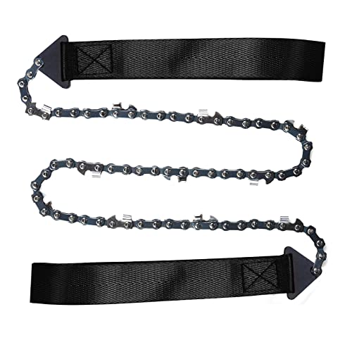 Sucrain Pocket Chainsaw with Paracord Handle, Folding Chain Hand Saw, Emergency Outdoor Survival Gear for Camping, Hunting, Hiking, Cutting Wood & Tree (Black, 11 Teeth, 24'' Long) - style: Black, 11 Teeth, 24'' Long