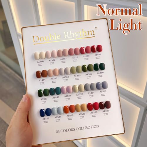 Double Rhythm 28Pcs 0.5Oz Gel Nail Polish Set Same Color Same Bottle Gel Polish Kit Nail Art Manicure Salon DIY at Home for Women (Burgundy Green Collection-T24-1) - color: White Pink Beige
