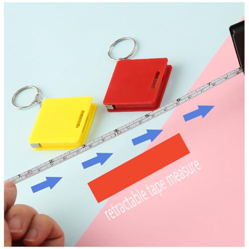 3Pcs Compact Mini Keychain Tape Measure Portable Square Bubble Level Steel Ruler Combo Precision Measuring Tool Keychain for Home Use(1 Meter)