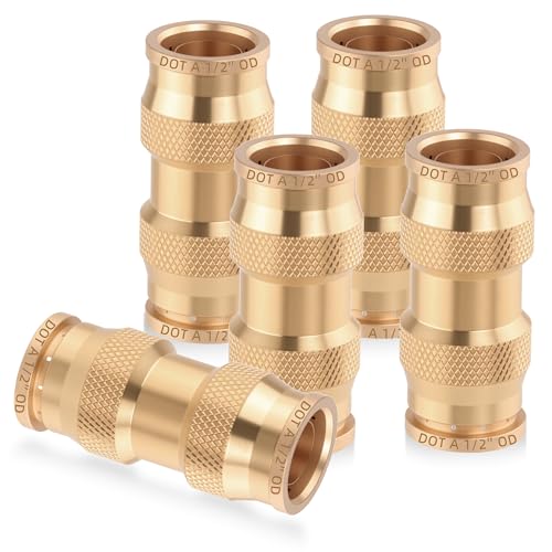5PCS 1/2" Air Brake Line Fitting, DOT Brass Quick Push to Connect - color: 5PCS-DOT Push-to-Connect, size: 1/2" Od