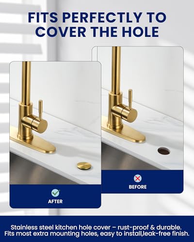 Kitchen Sink Hole Cover, Gold Faucet Hole Cover - color: Gold