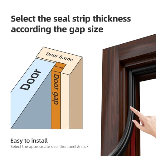 Black D-Shape Weather Stripping 20Ft (Fits 0.4–0.5in Gaps) - color: Black, size: 0.59" Thick x 20 Ft
