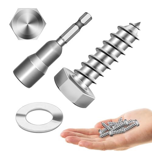 Mywish (12Sets) 3/8" x 1-1/4" Hex Head Lag Bolts, Heavy Duty Lag Screws with Washers, 304 Stainless Steel Bolts 18-8, Lag Screws Wood Screws, Full Thread Bright Finish, 3/8 Bolt - size: 3/8 x 1-1/4" (12 set)