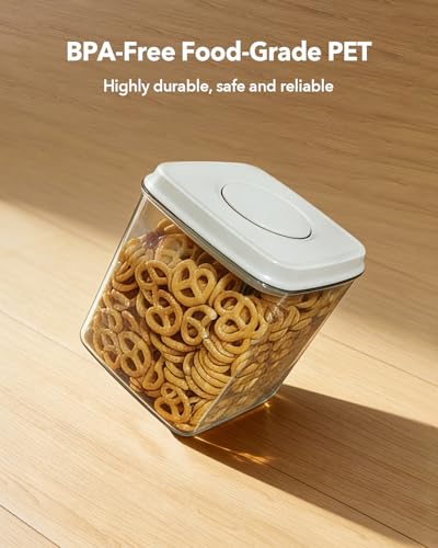 Airtight Food Storage Container with One-Touch Lid, 4.22 QT / 4.0 L Stackable Durable BPA-Free PET for Flour, Sugar, Cereal & Kitchen Pantry Organization. - color: 4.22Qt/4L