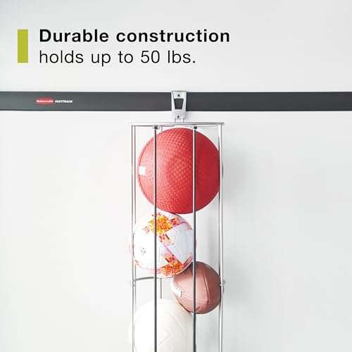 Rubbermaid Garage FastTrack Vertical Ball Rack Satin Nickel Wall Mounted Storage System Holds up to 50 pounds for Home/Garage Silver - style: Ball Rack