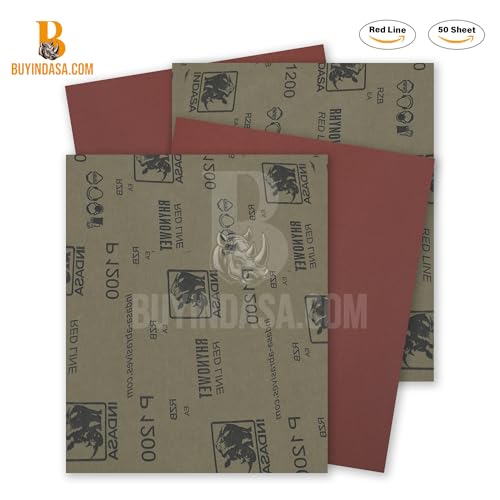 INDASA Rhynowet Red Line Wet Dry Sanding Sheets 9 x 11 Inch 240 Grit Waterproof Latex Backing Abrasive Paper for Wood Metal Automotive Surface Prep Pack of 50 - size: 240-Grit 9"x11"