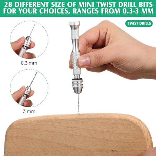 Mudder 57 Pcs Micro Drill Bits & Pin Vise Set 0.1-3mm, Silver - color: Silver