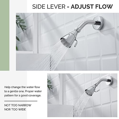 Angle Simple Shower Head High Pressure, Brass Shower Sprayer G 1/2, Chrome - color: Chrome