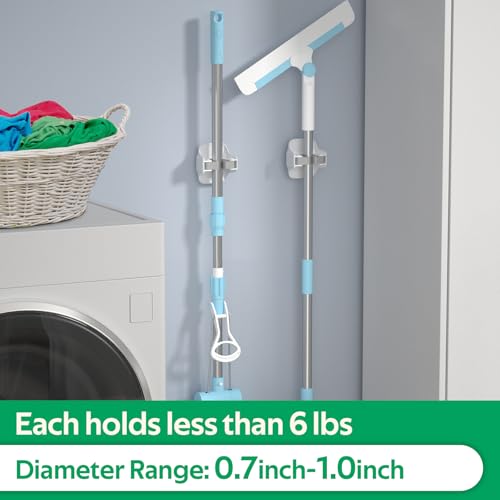 reliahom Broom Holder Wall Mount Mop Grippers organizer wall hanging,10Pack - color: White, size: 10 Pack 1Rack