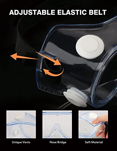 MELASA Safety Goggles ANSI Z87.1 Anti-Fog Protective Lab Goggles Chemistry - color: Clear - 1 Pcs