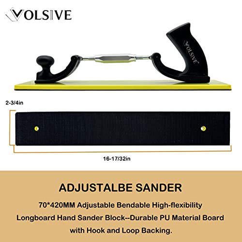 VOLSIVE Adjustable Sander Longboard Flexible Hand Sanding Blocks with Hook & Loop Backing Handle Sander, 7x42cm - color: Sanding Block, size: Adjustable 70*420mm