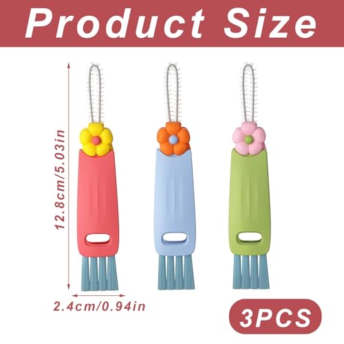 3-in-1 Rotatable Cup Lid Gap Cleaning Brush Set – 3 Pcs