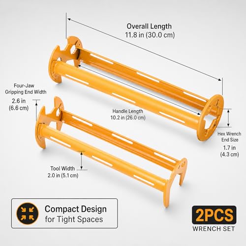 2PCS Multifunctional Sink Faucet Wrench Set,11-in-1 Basin Tool for Tight Spaces, 4-Jaw Hex Plumbing Installer for Home Maintenance, Practical Tools for Men (Yellow) - color: Yellow