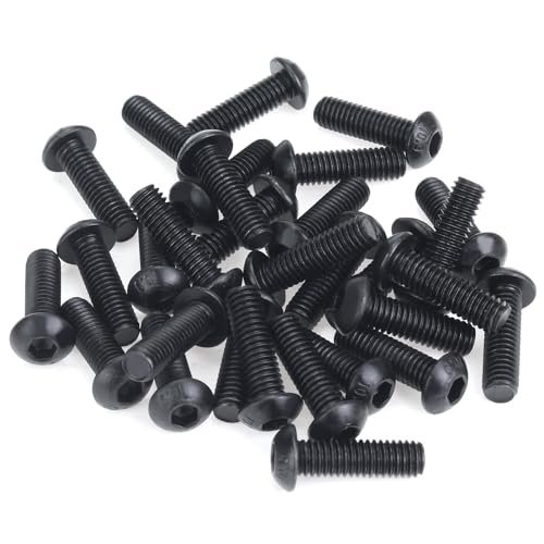 35 Pieces M6 x 20mm Button Head Socket Cap Screws, Thread Pitch 1.0mm, Sutemribor M6 Black Screws, 10.9 Grade Alloy Steel, Black Oxide Finish, Fully Threaded - size: M6 x 20mm, style: Button Head