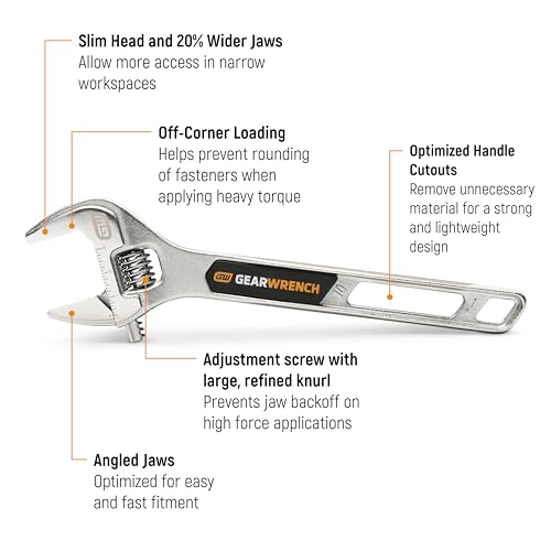 GEARWRENCH 10" Chrome Adjustable Wrench | 89753 - style: 10-inch