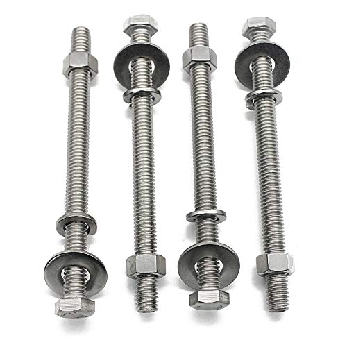 (5 Sets) 5/16-18x4 Stainless Steel Hex Head Screws Bolts, Hex Machine Nuts, Fender Flat Washer& Split Lock Washers, 18-8 (304) S/S, Fully Threaded by Bolt Fullerkreg - size: (5 Sets) 5/16x4"