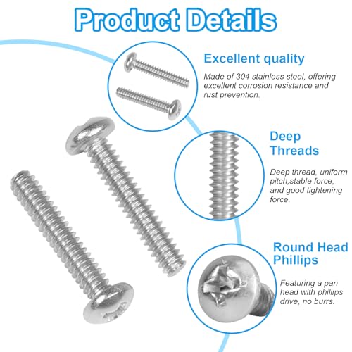 25 Pcs #10-24 x 1/2" Pan Head Machine Screws 304 Stainless Steel - size: #10-24 x 1/2"