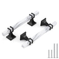 Haliwu 10 Pack 4 Inch White Marble Cabinet Pulls Zinc Black Kitchen Handles - color: White Marble & Black, size: Hole Center Spacing：102mm (4 inch)