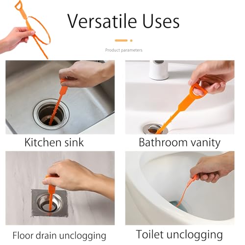 Drain Clog Remover (5pcs)＆Drain Auger 16 FT (1pcs)＆Drain Snake Hair Remover (1pcs),Toilet Plumbing Snake Set for Toilet Sewer Shower Kitchen Bathroom Tub Clogged Drains Opener Cleaning Tool - color: Set 16.4FT