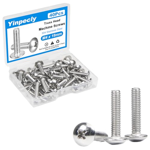 40Pcs M4 x 18mm Truss Head Machine Screws for Cabinet Pull - size: M4 x 18mm