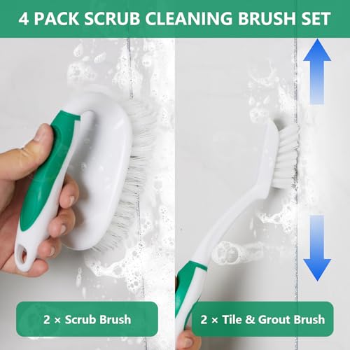 Scrub Brush Set, 4 Pack Deep Cleaning Brush Kit, Green - color: Green