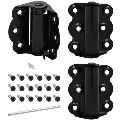 Nuk3y Screen Door Spring Hinge Set, 2-3/4"", Set Includes 2 Self-Closing Hinges & 1 Adjustable Self-Closing Hinge. (Black) - color: Black
