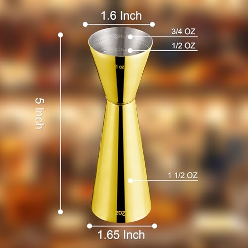 Briout Double Cocktail Jigger for Bartending, 2 OZ & 1 OZ, Flat Edge Gold - color: Gold, size: Flat Edge-1oz/2oz-1PC