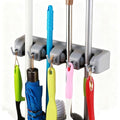 TOGU 2 Pack Mop and Broom Holder Wall Mounted 4 Position Storage Rack with 5 Retractable Hooks Holds up to 9 Tools Utility Weatherproof Holder for Garage Storage Systems Broom Organizer,Gray