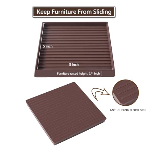 Jayen Non Slip Furniture Caster Cups Coasters Pads for Hardwood Floors, 5x5 - size: 4 Pcs Brown