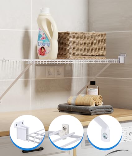 6 Pack 12 Inch Wire Shelf Brackets Set, Closet Maid Support Brackets with Anchors and Screws, Wire Closet Shelving Accessories with 12 PCS Wire Shelf Clips for Wardrobe and Wall Bracket
