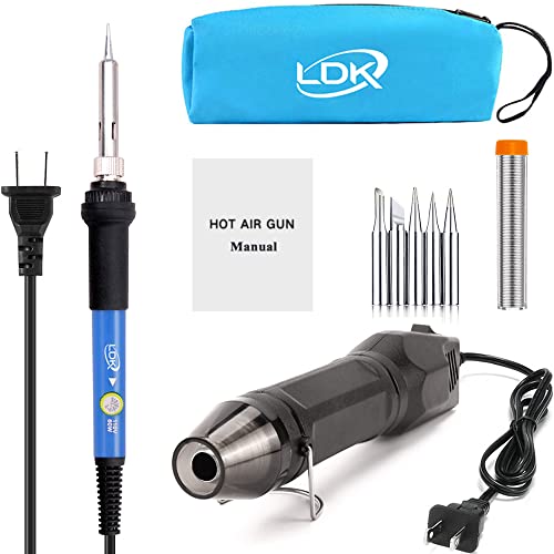 LDK Electric Soldering Iron Kit & Dual Temp Mini Heat Gun - color: Black & Soldering Iron