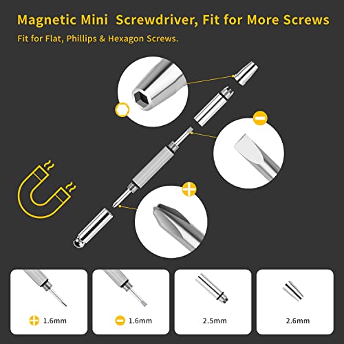Eyeglass Nose Pads, 24 Pairs of Screw-in Glasses Nose Pads, Upgraded Magnetic Eyeglass Repair Kit with Precision Precision Screwdriver Set, Screws, Tweezer for Travel, Birthday Gift, Christmas - color: Yellow