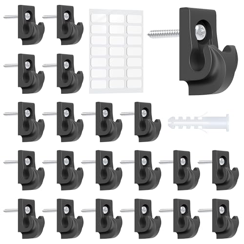 21 Pack Wire Shelf Clips Kit with Screws, Heavy Duty Closet Shelf Support Brackets,Expansion Tubes & Adhesive Pads – Wall Mounted Clips for ClosetMaid, Rubbermaid Wire Shelving (Black) - color: Black