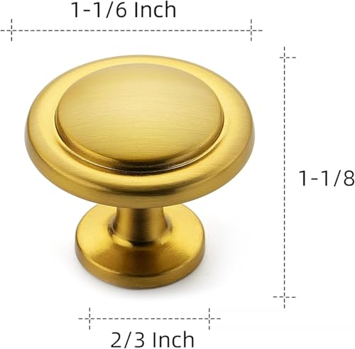 Ravinte Gold Cabinet Knobs Zinc Drawer Knobs, 1-1/4 Inch, 30 Pack - color: Brushed Brass